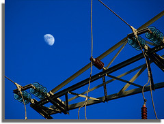 The Moon and some electric power lines