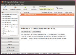 Ubuntu package manager - showing "netbook-launcher-efl" package