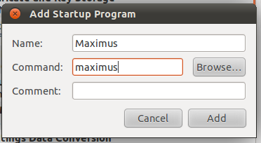 ubuntu startup program - add maximus