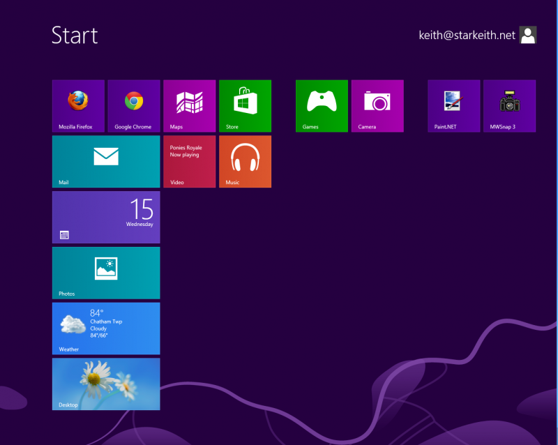 Windows 8 start page