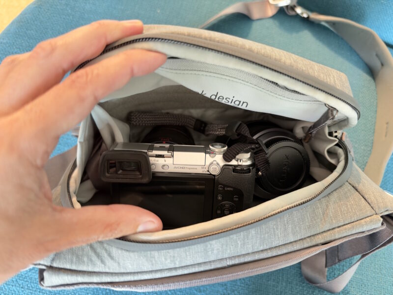 Peak Design bag interior with camera
